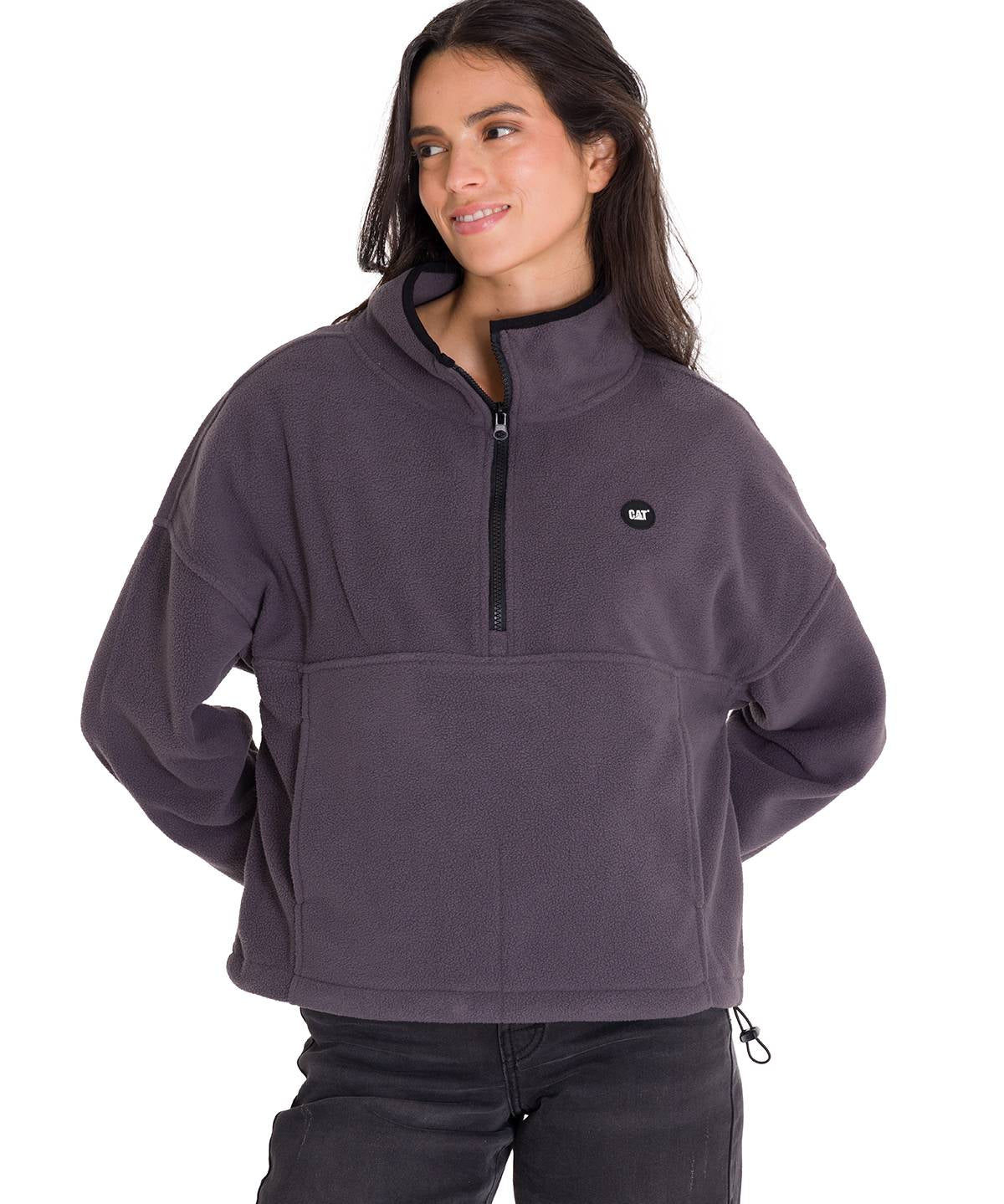 Polar Manga Larga Mujer BOXY OVERSIZED HALF ZIP FLEECE Gris Oscuro Cat