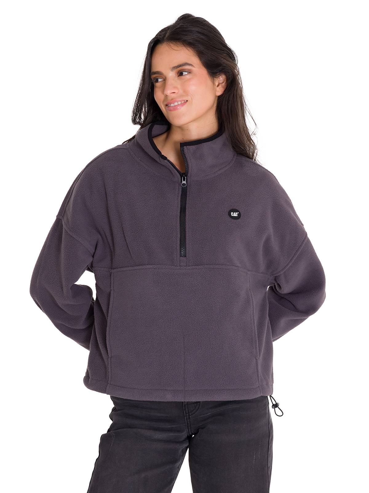 Polar Manga Larga Mujer BOXY OVERSIZED HALF ZIP FLEECE Gris Oscuro Cat