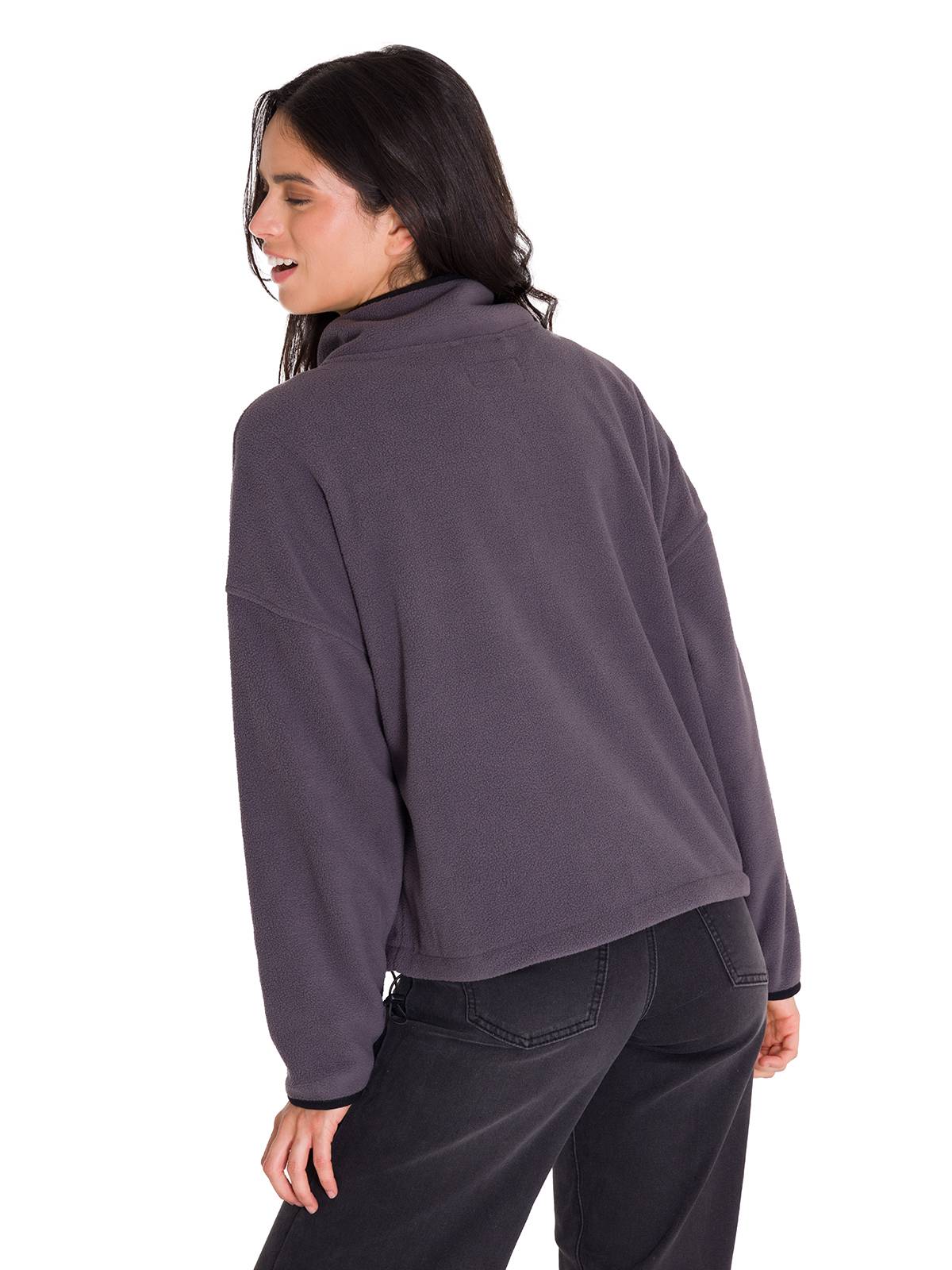 Polar Manga Larga Mujer BOXY OVERSIZED HALF ZIP FLEECE Gris Oscuro Cat