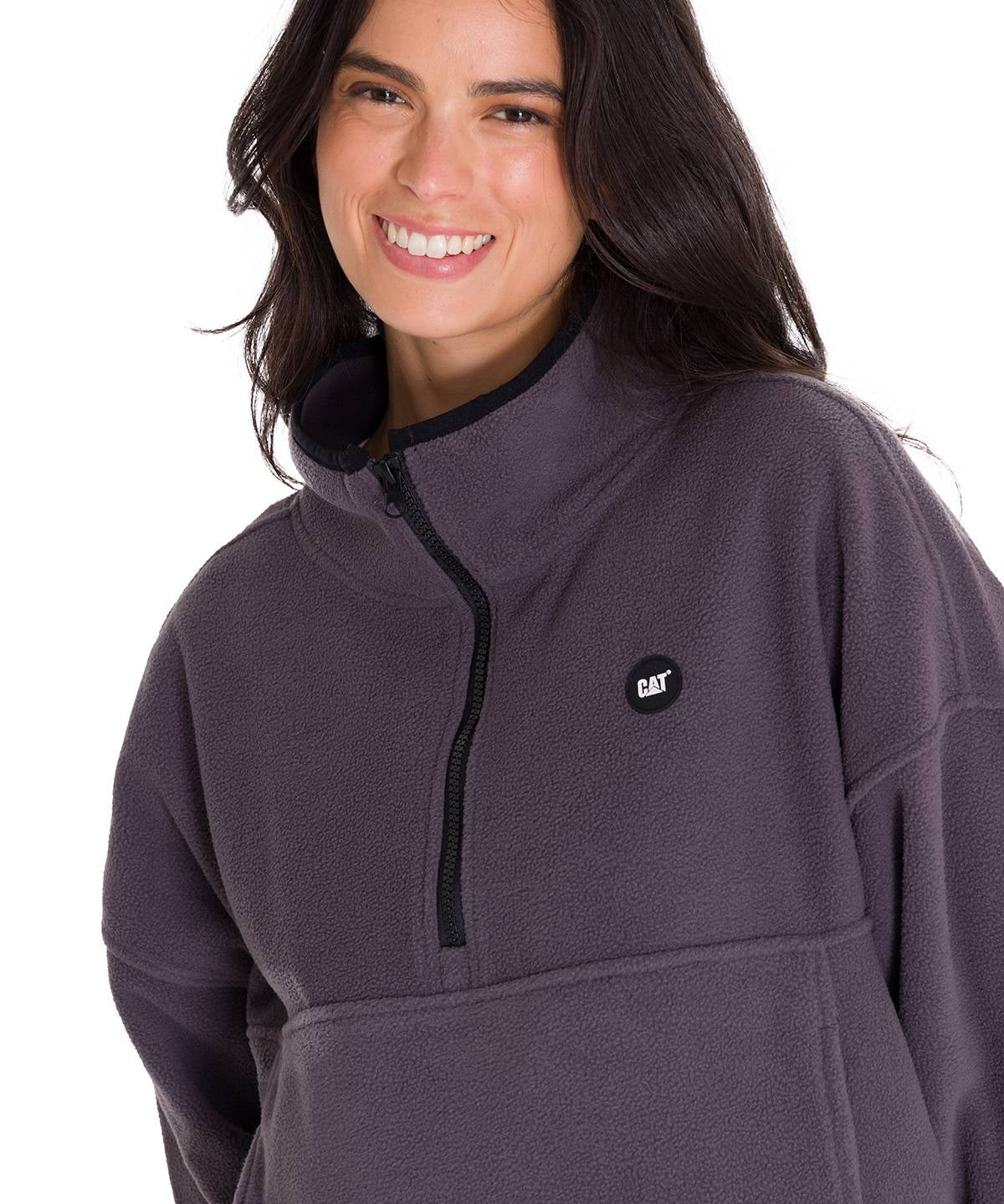 Polar Manga Larga Mujer BOXY OVERSIZED HALF ZIP FLEECE Gris Oscuro Cat