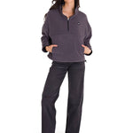 Polar Manga Larga Mujer BOXY OVERSIZED HALF ZIP FLEECE Gris Oscuro Cat