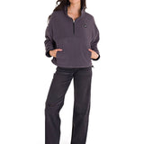 Polar Manga Larga Mujer BOXY OVERSIZED HALF ZIP FLEECE Gris Oscuro Cat