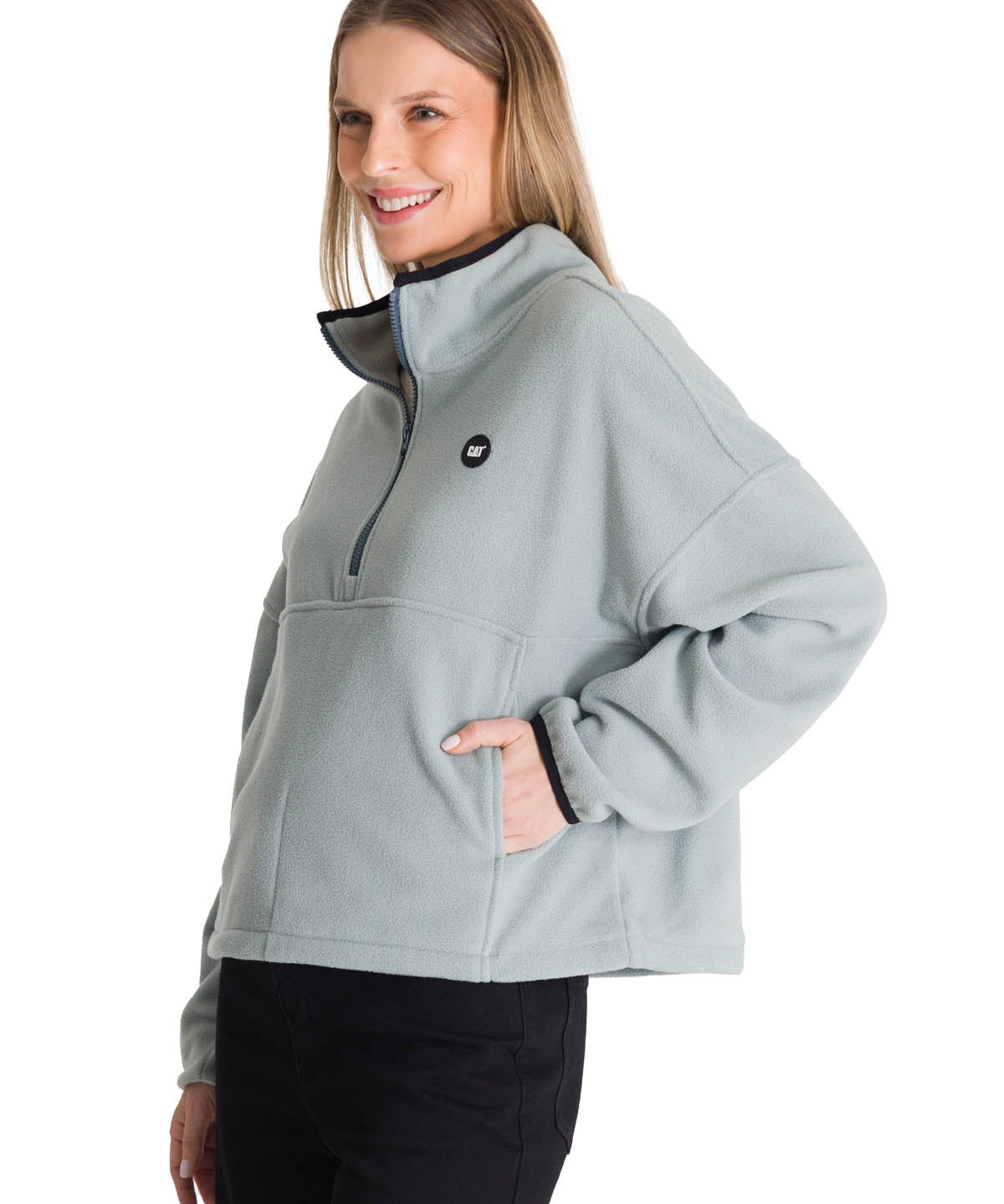 Polar Fleece Mujer Boxy Oversized Celeste CAT