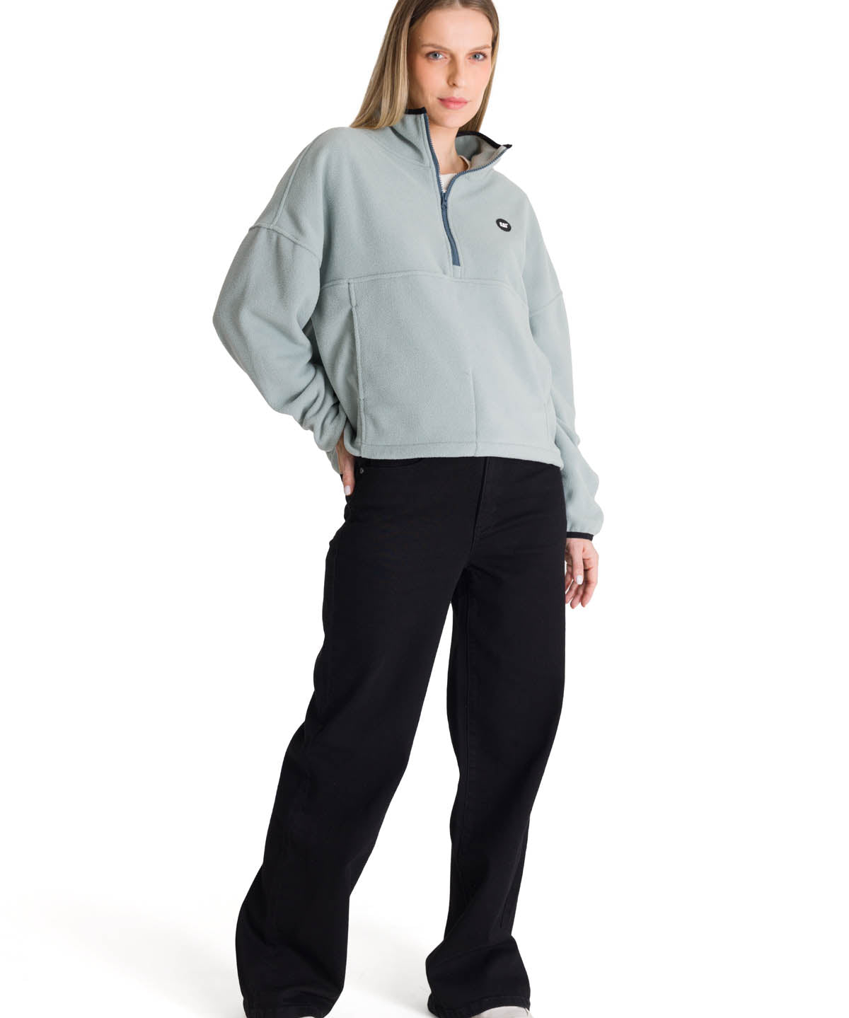 Polar Fleece Mujer Boxy Oversized Celeste CAT