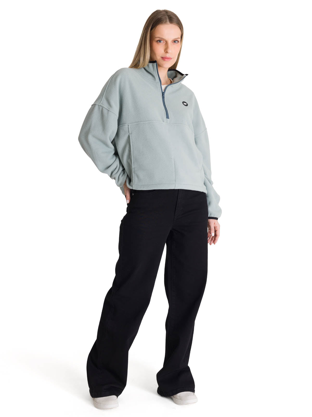 Polar Fleece Mujer Boxy Oversized Celeste CAT