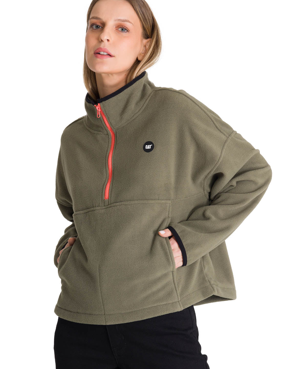 Polar Fleece Mujer Boxy Oversized Verde CAT