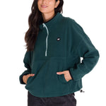 Polar Manga Larga Mujer BOXY OVERSIZED HALF ZIP FLEECE Verde Petróleo Cat