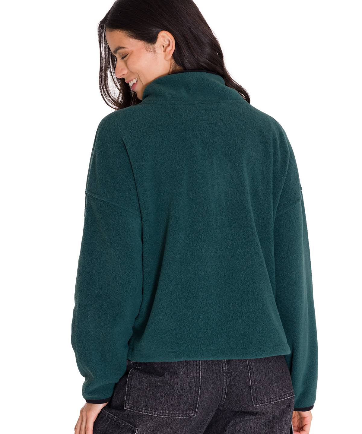 Polar Manga Larga Mujer BOXY OVERSIZED HALF ZIP FLEECE Verde Petróleo Cat