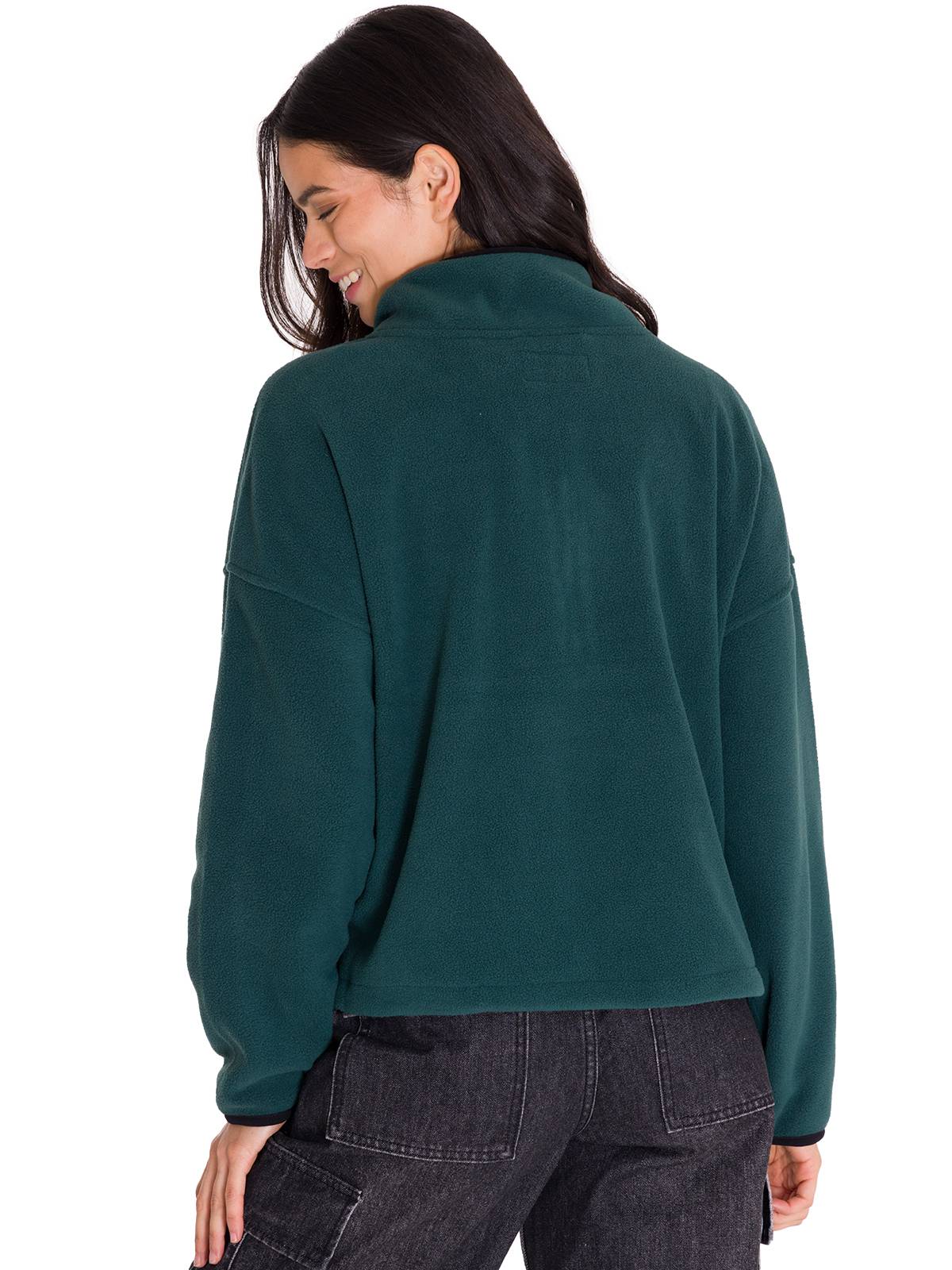 Polar Manga Larga Mujer BOXY OVERSIZED HALF ZIP FLEECE Verde Petróleo Cat