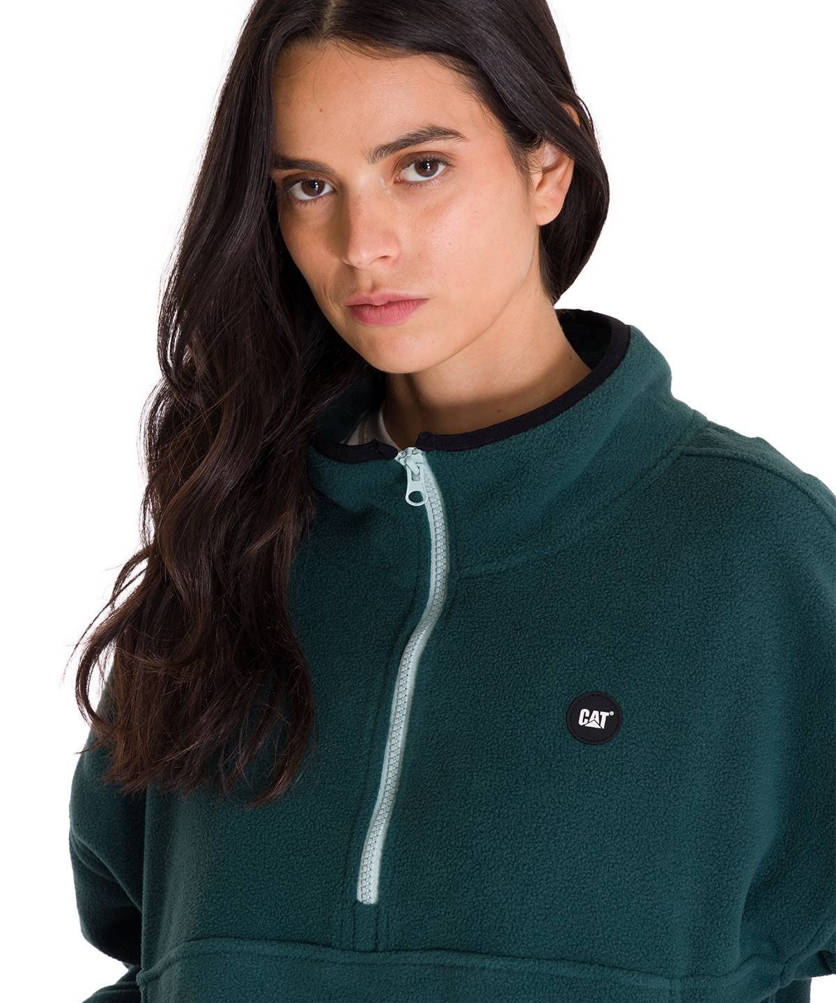 Polar Manga Larga Mujer BOXY OVERSIZED HALF ZIP FLEECE Verde Petróleo Cat