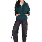 Polar Manga Larga Mujer BOXY OVERSIZED HALF ZIP FLEECE Verde Petróleo Cat