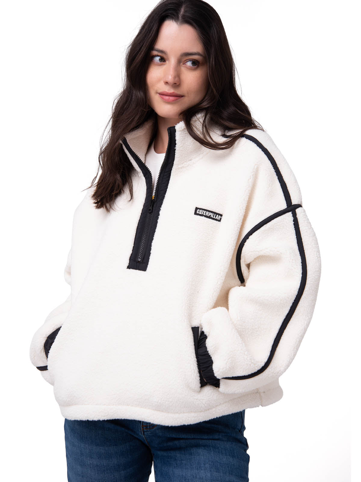 Polar Manga Larga Mujer RELAXED HALF ZIP Blanco Cat