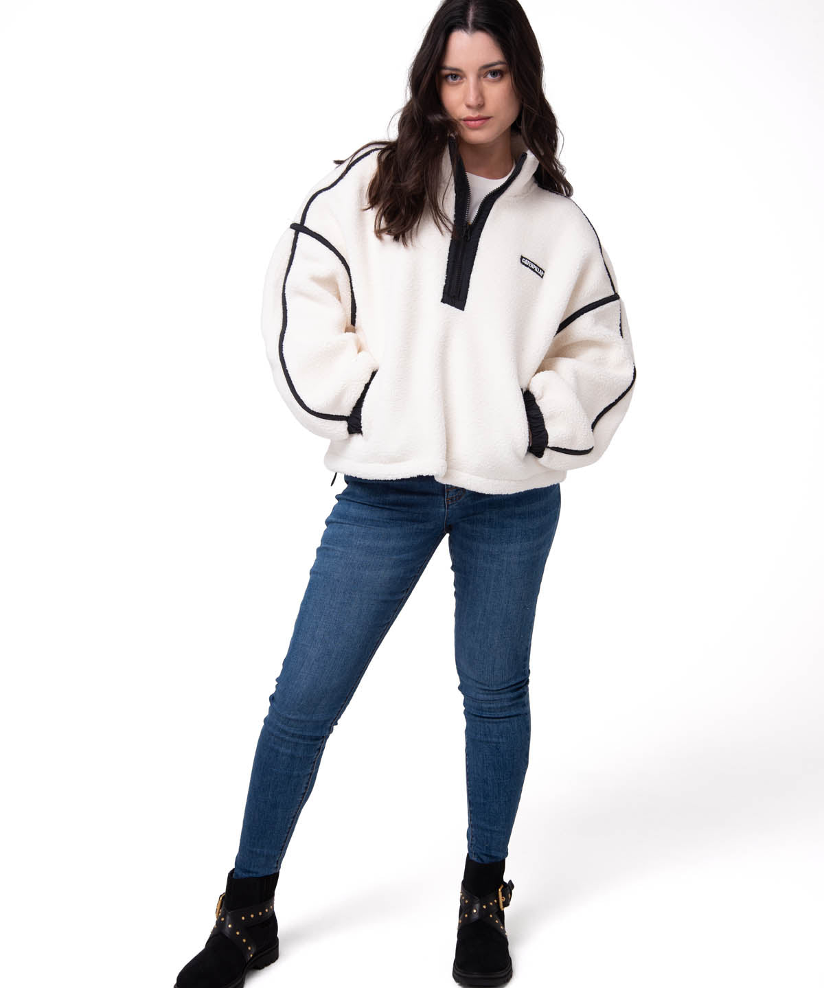 Polar Manga Larga Mujer RELAXED HALF ZIP Blanco Cat