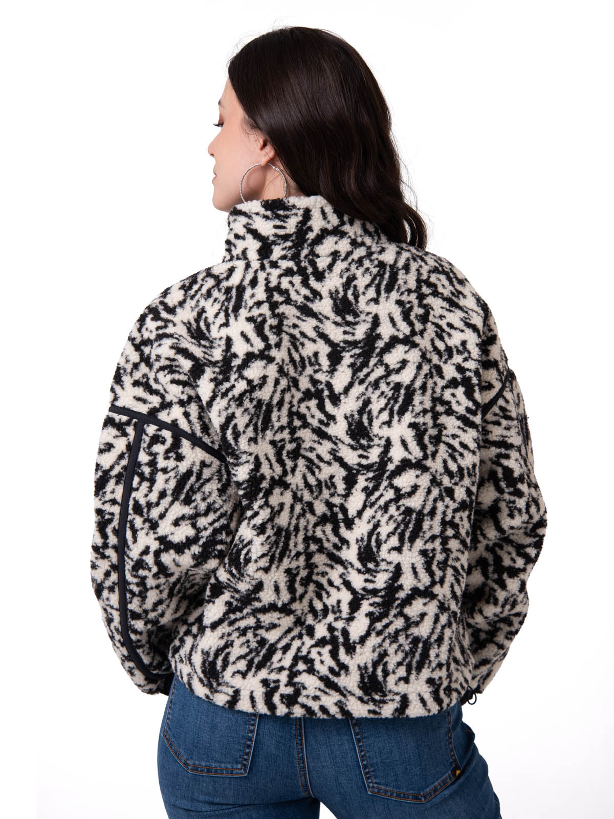 Polar Manga Larga Mujer RELAXED HALF ZIP Blanco y Negro Cat