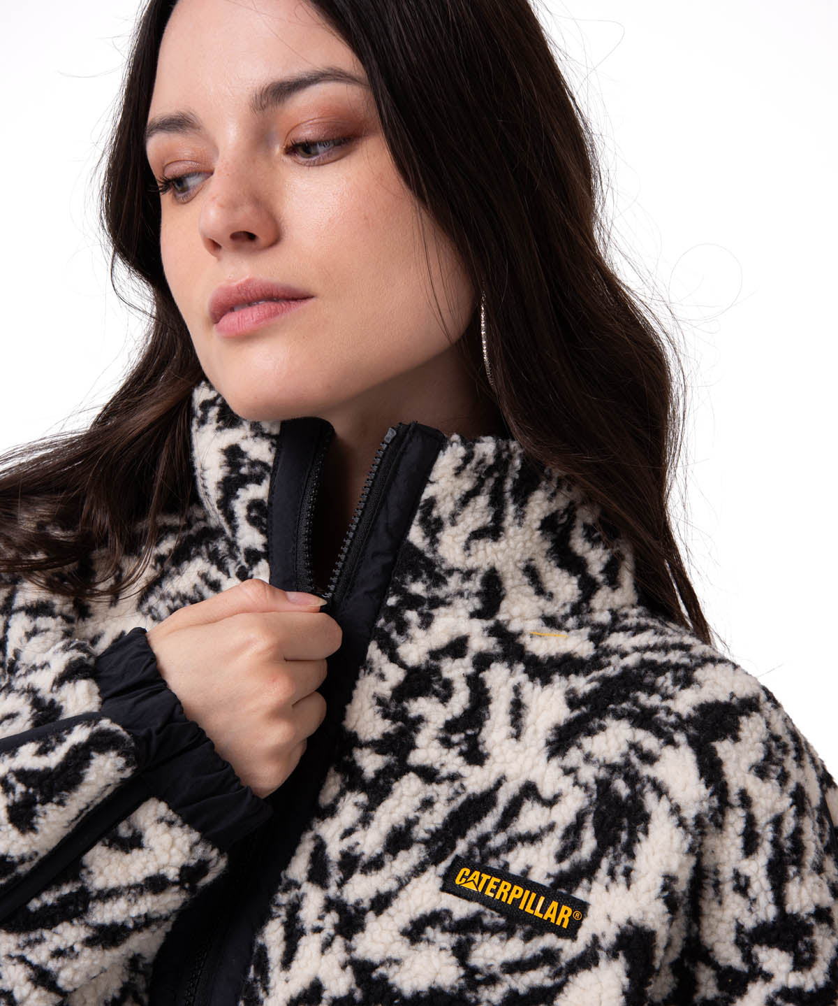 Polar Manga Larga Mujer RELAXED HALF ZIP Blanco y Negro Cat