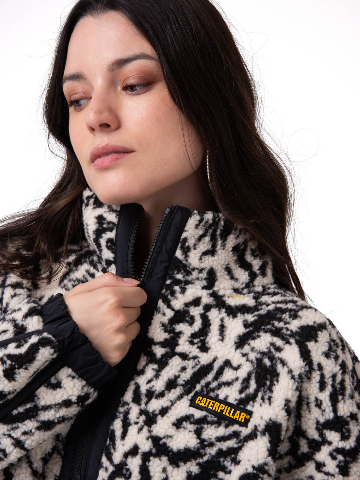 Polar Manga Larga Mujer RELAXED HALF ZIP Blanco y Negro Cat