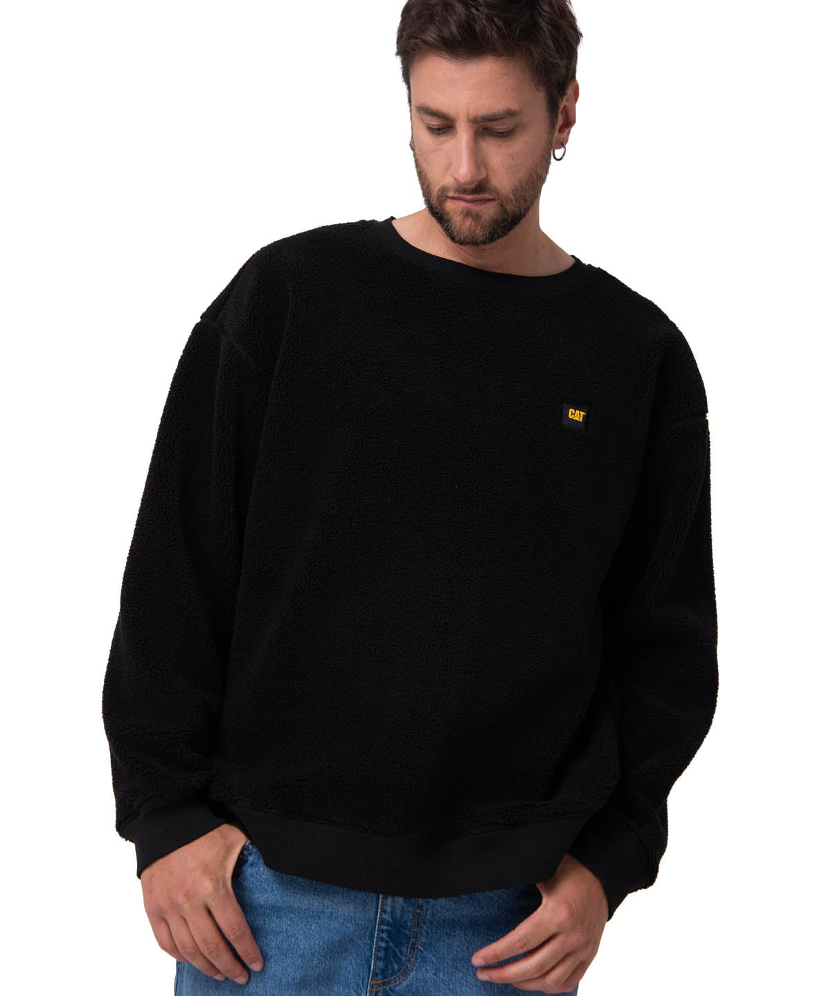 Polar Manga Larga Hombre Sherpa Crewneck Negro CAT