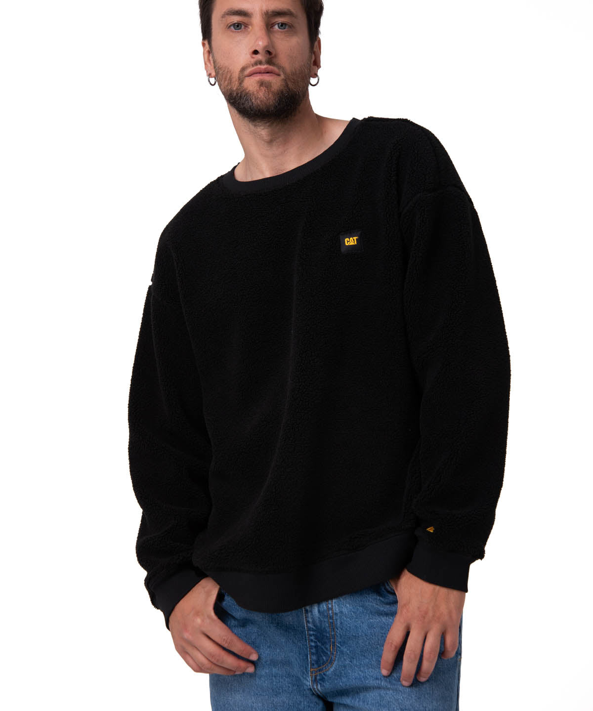 Polar Manga Larga Hombre Sherpa Crewneck Negro CAT