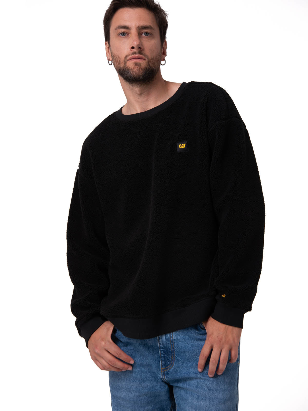 Polar Manga Larga Hombre Sherpa Crewneck Negro CAT