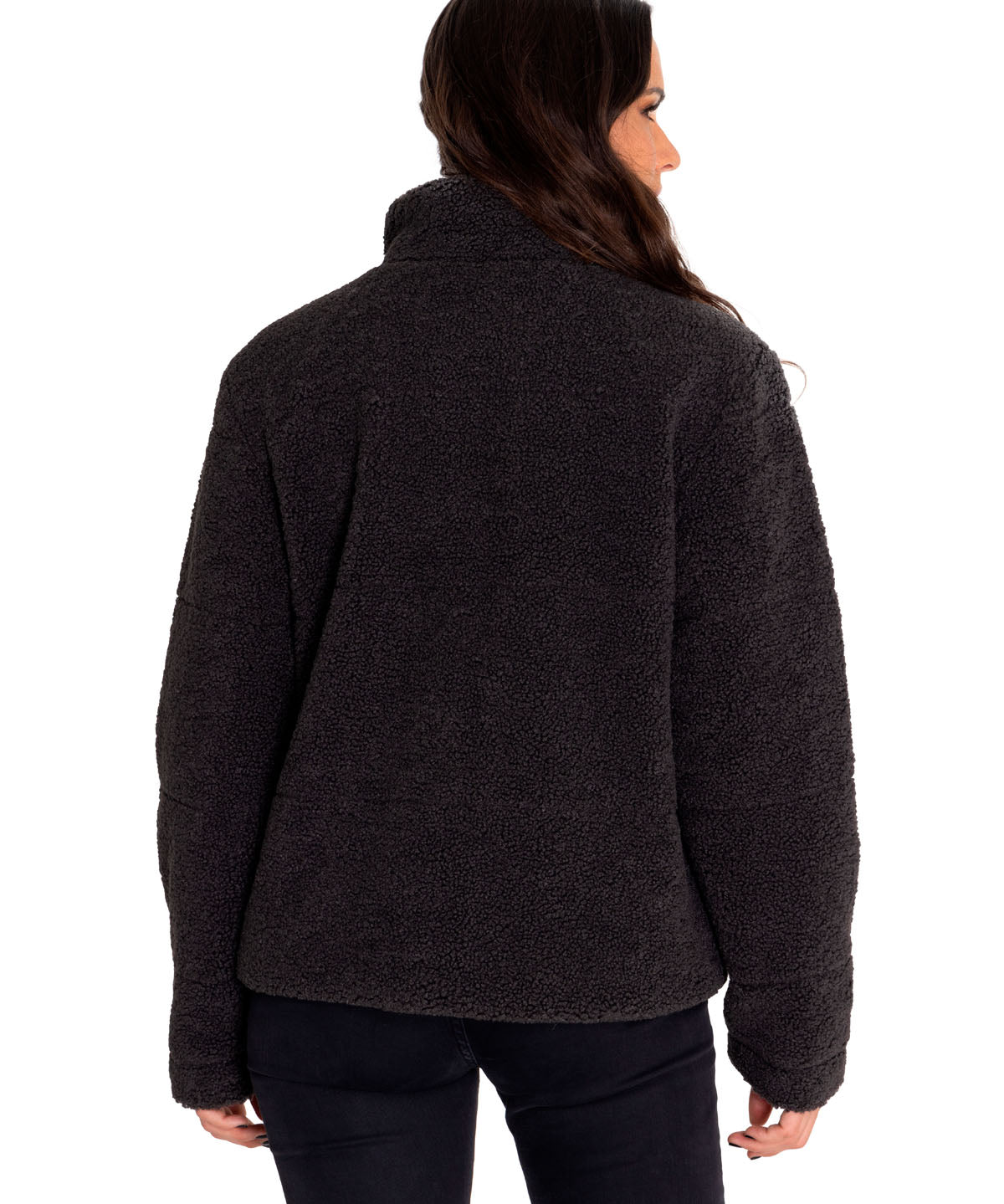 Polar Casual Mujer Insulated Full Zip Teddy Jacket Negro Cat