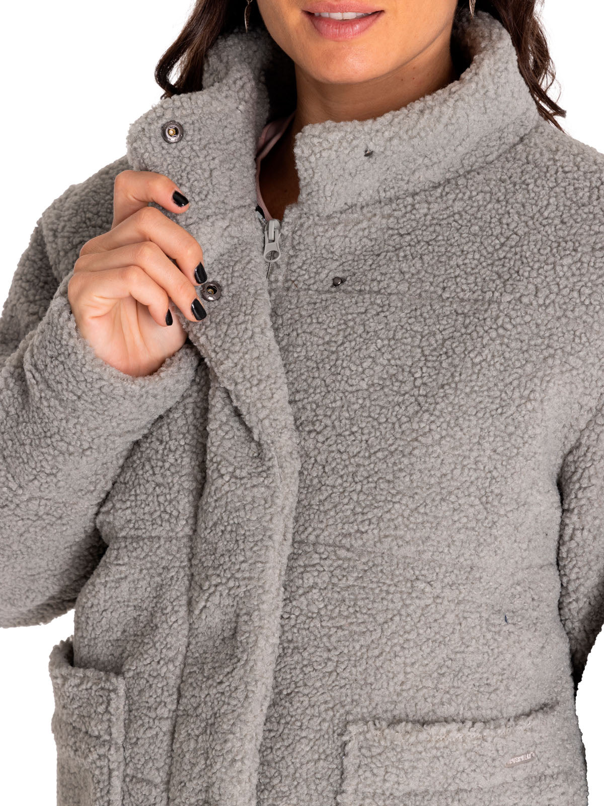 Polar Casual Mujer Insulated Full Zip Teddy Jacket Gris Cat