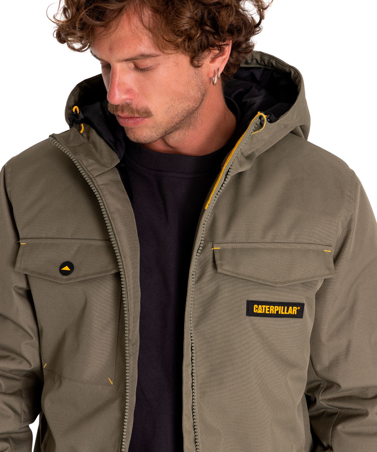 Chaqueta Casual Hombre Heavyweight Insulated Hooded Work Jacket Verde Cat