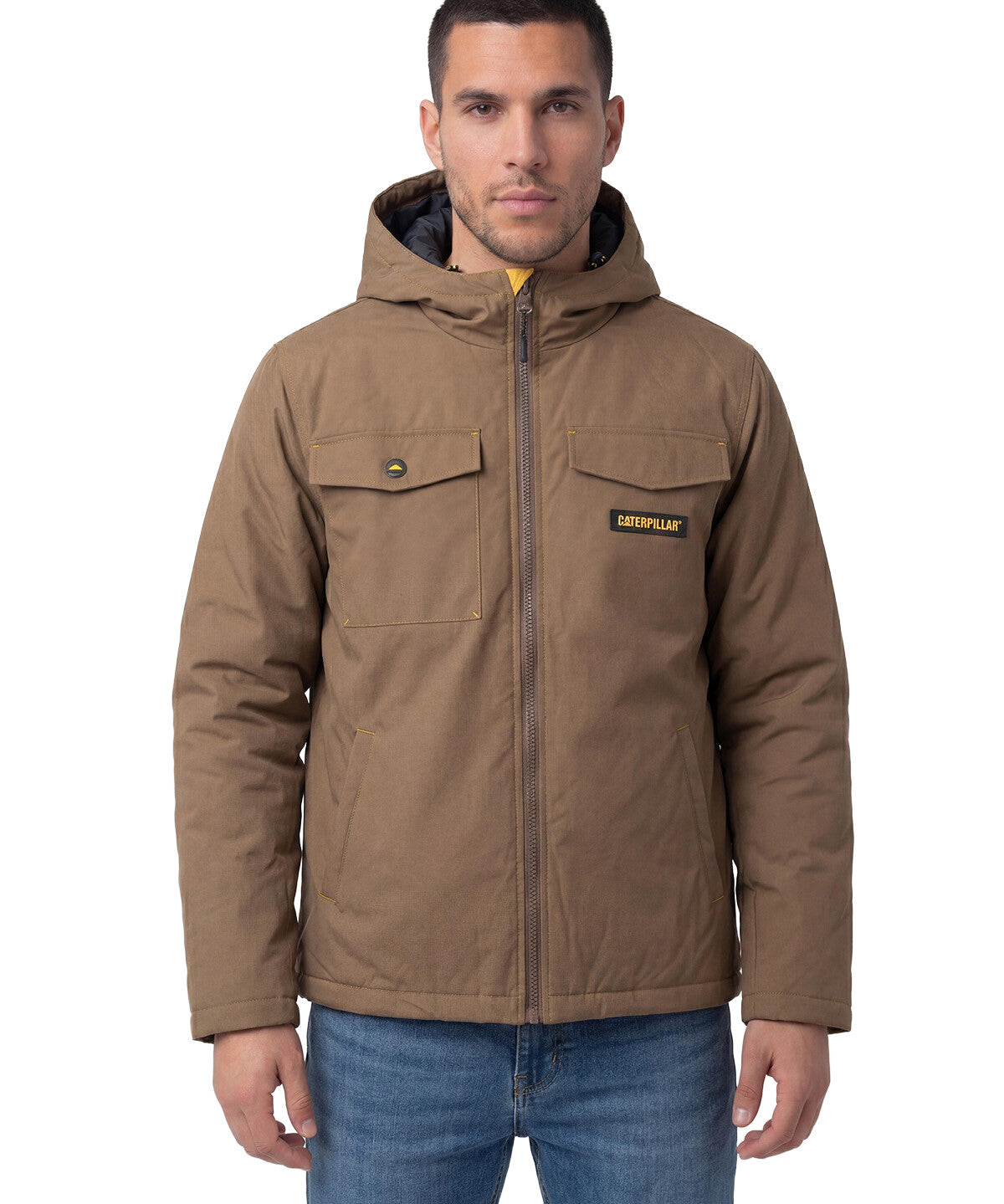 Chaqueta Hombre Heavyweight Insulated Hooded Work Café Cat