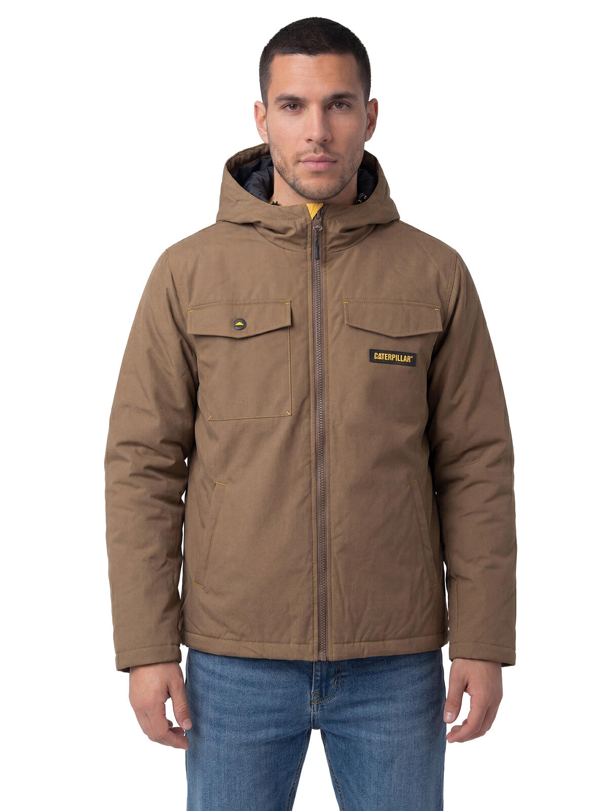 Chaqueta Hombre Heavyweight Insulated Hooded Work Café Cat