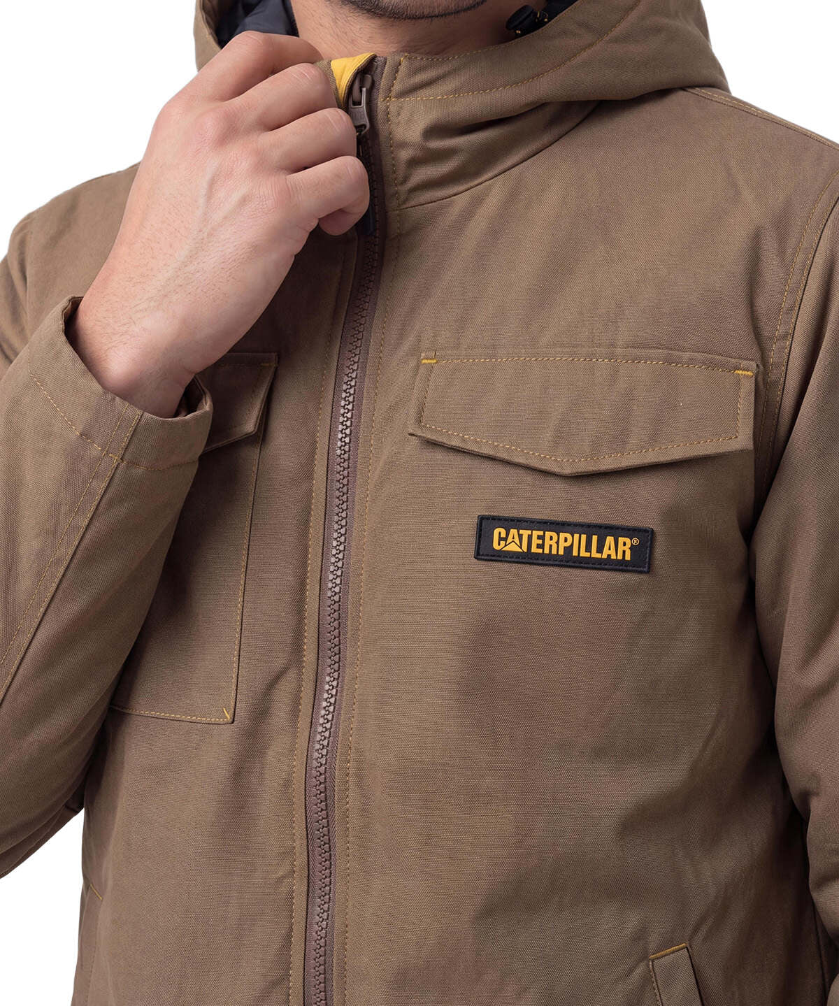 Chaqueta Hombre Heavyweight Insulated Hooded Work Café Cat