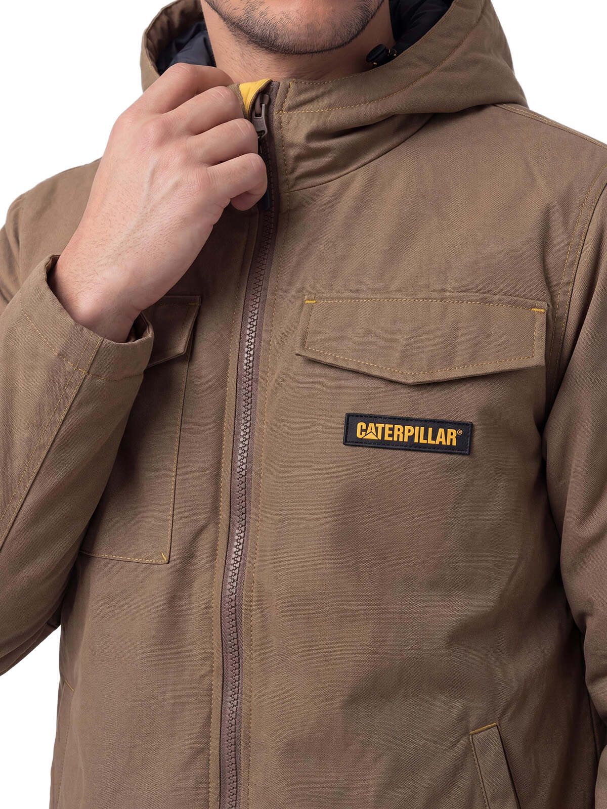 Chaqueta Hombre Heavyweight Insulated Hooded Work Café Cat