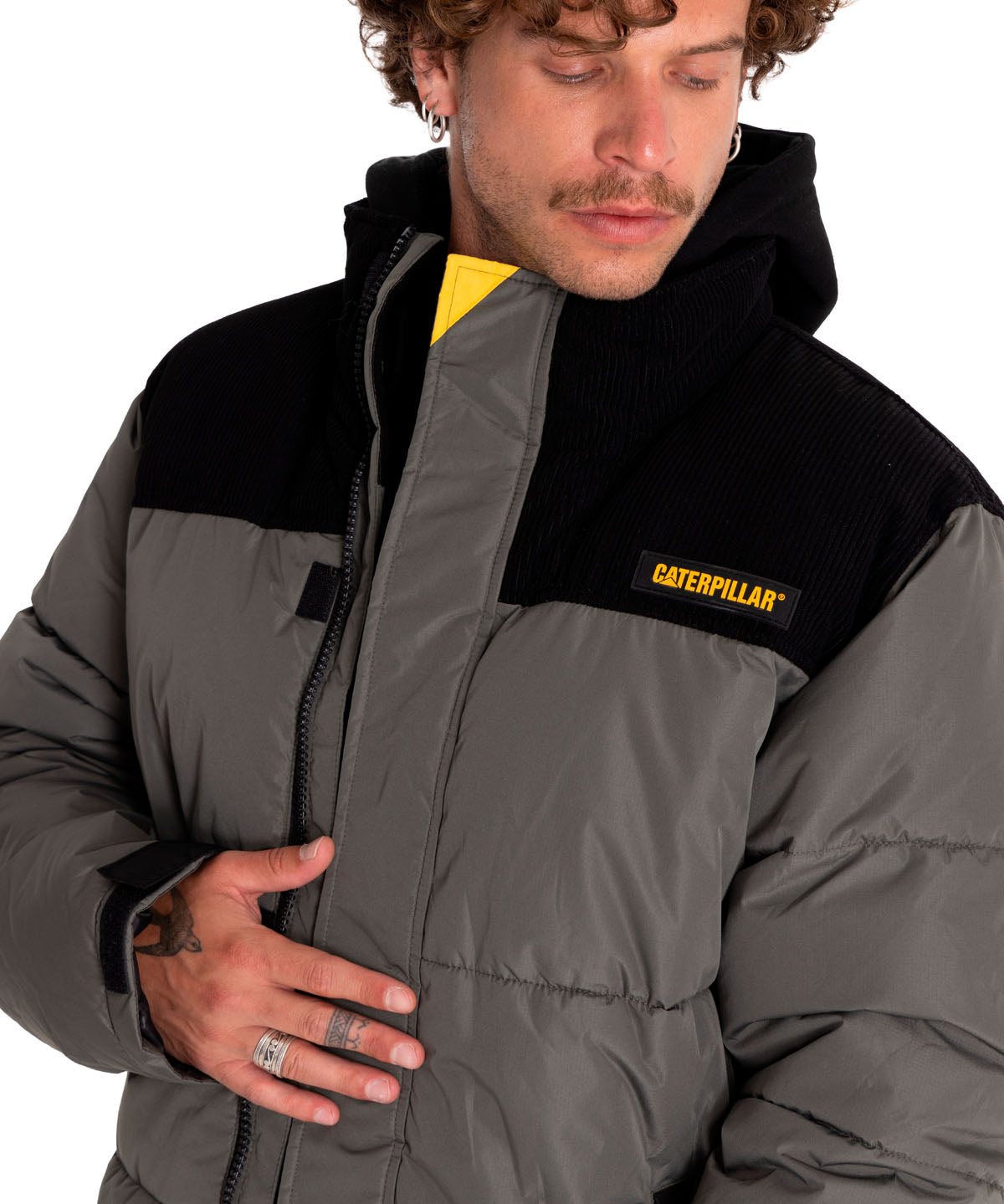 Parka Casual Hombre Heavyweight Insulated Puffer Jacket Gris Cat