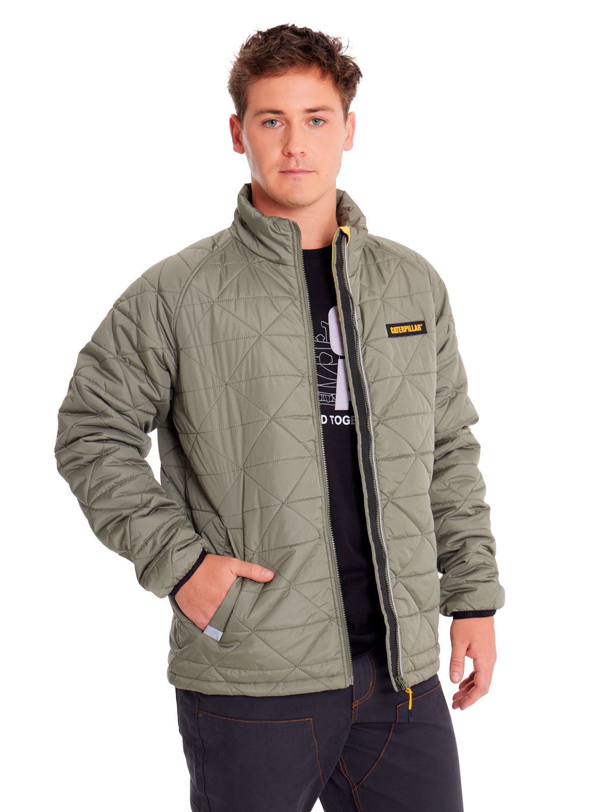 Chaqueta Casual Hombre MEDIUMWEIGHT INSULATED TRIANGLE QUILTED JACKET Verde CAT