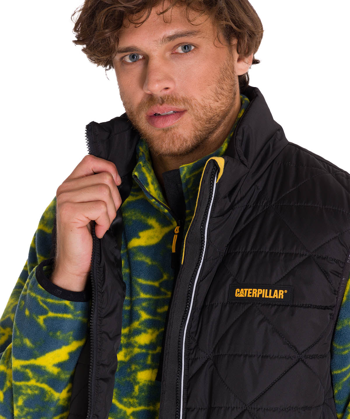 Chaqueta Sin Mangas Casual Hombre Mediumweight Insulated Triangle Quilted Vest Negro Cat