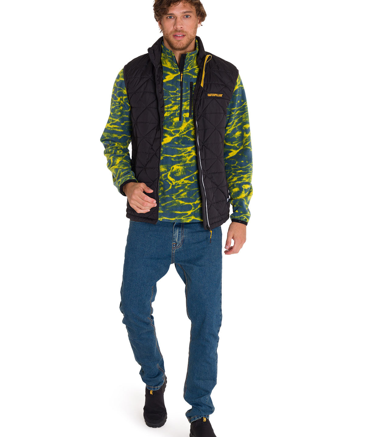 Chaqueta Sin Mangas Casual Hombre Mediumweight Insulated Triangle Quilted Vest Negro Cat