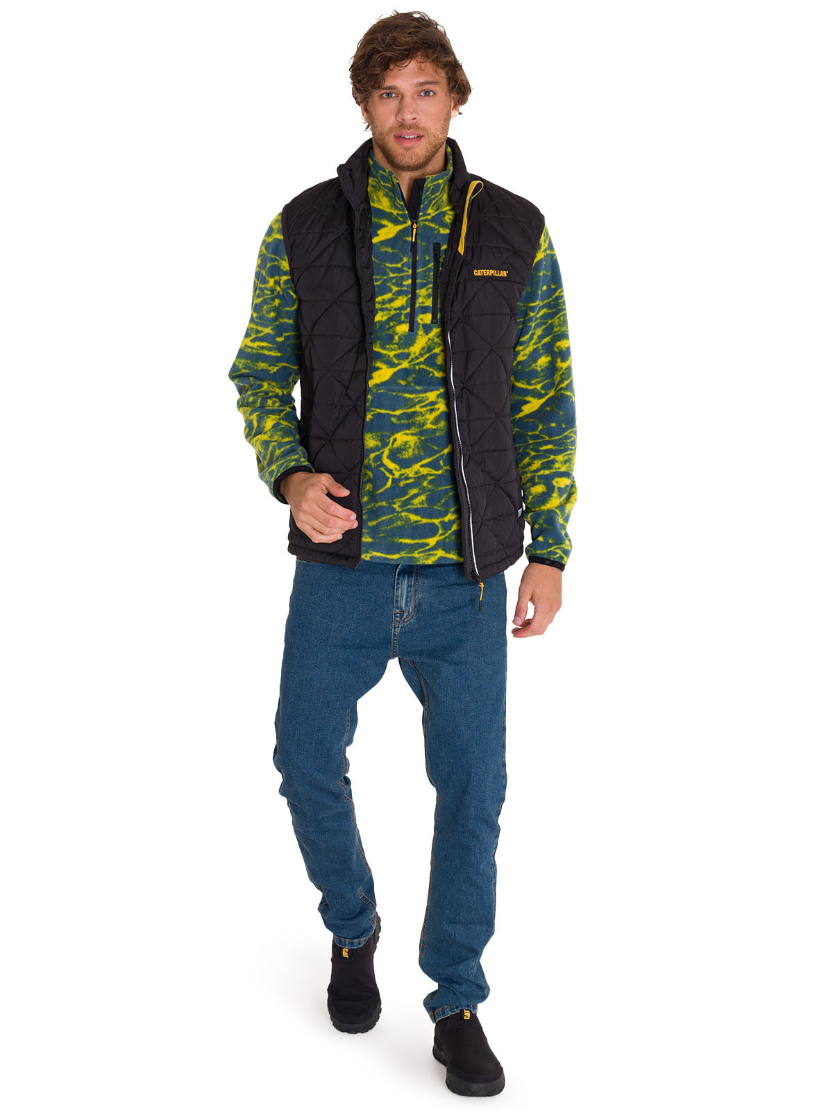 Chaqueta Sin Mangas Casual Hombre Mediumweight Insulated Triangle Quilted Vest Negro Cat