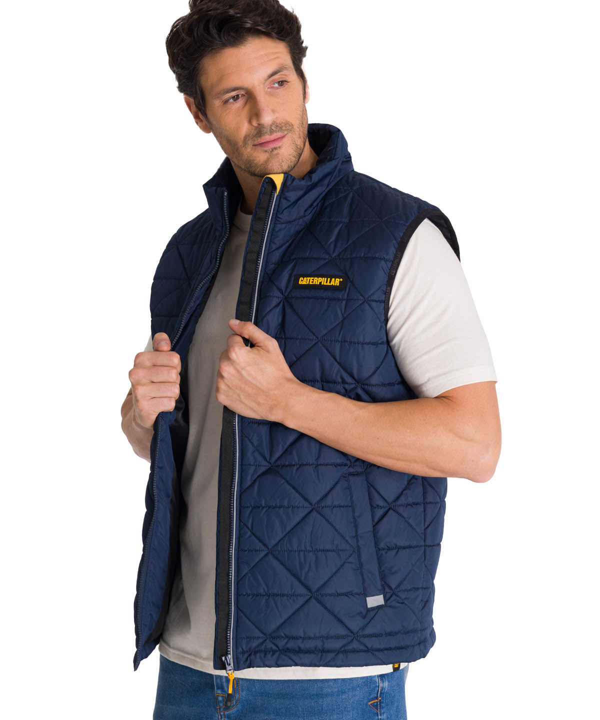 Chaqueta Sin manga Casual Hombre MEDIUMWEIGHT INSULATED TRIANGLE QUILTED VEST Azul CAT