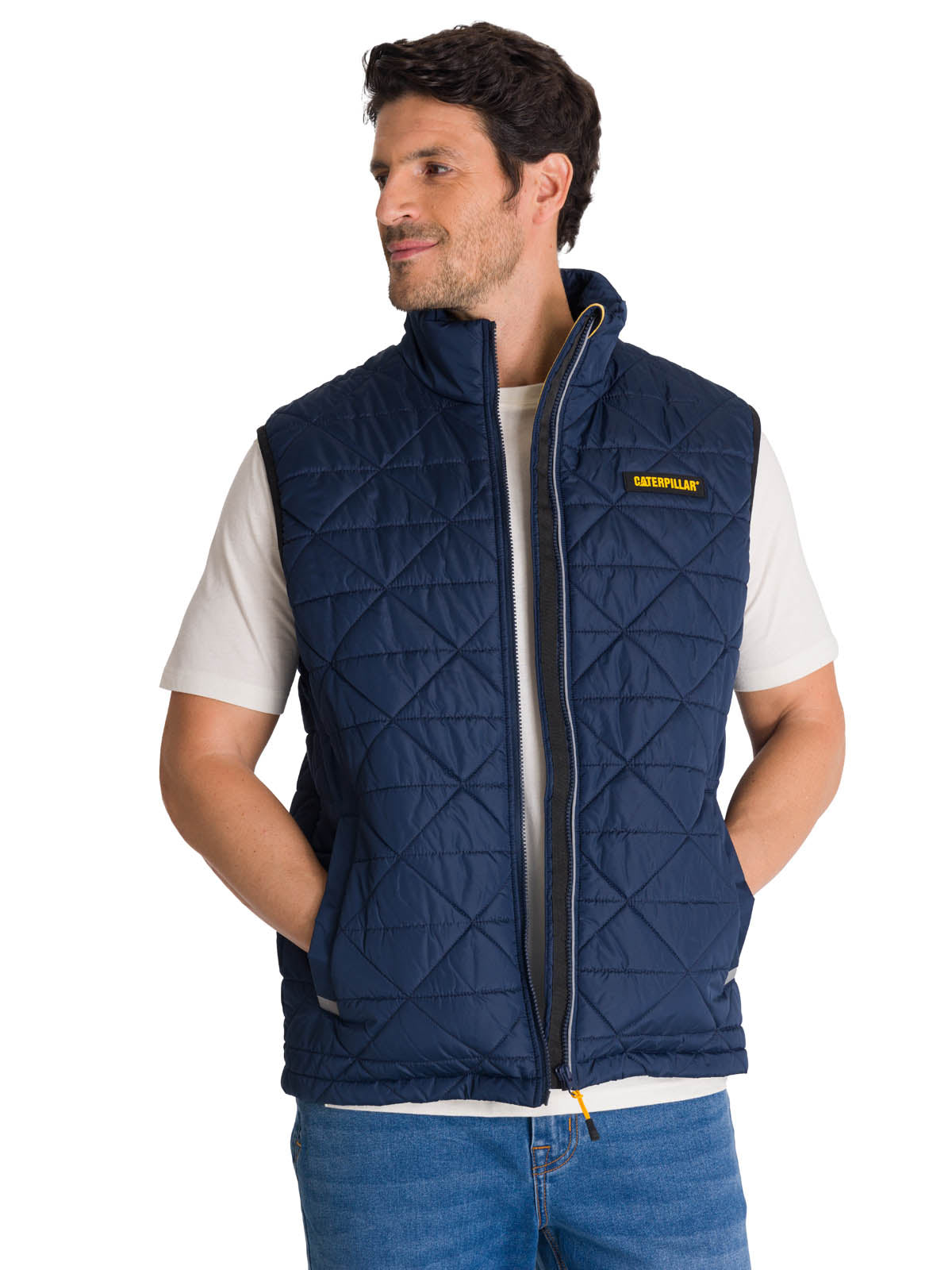 Chaqueta Sin manga Casual Hombre MEDIUMWEIGHT INSULATED TRIANGLE QUILTED VEST Azul CAT