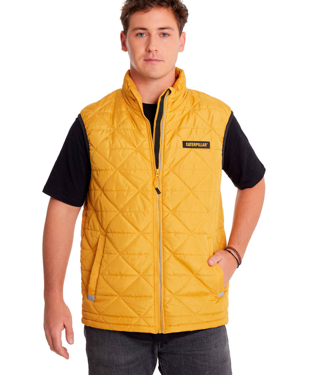 Chaqueta Sin manga Casual Hombre MEDIUMWEIGHT INSULATED TRIANGLE QUILTED VEST Amarillo CAT