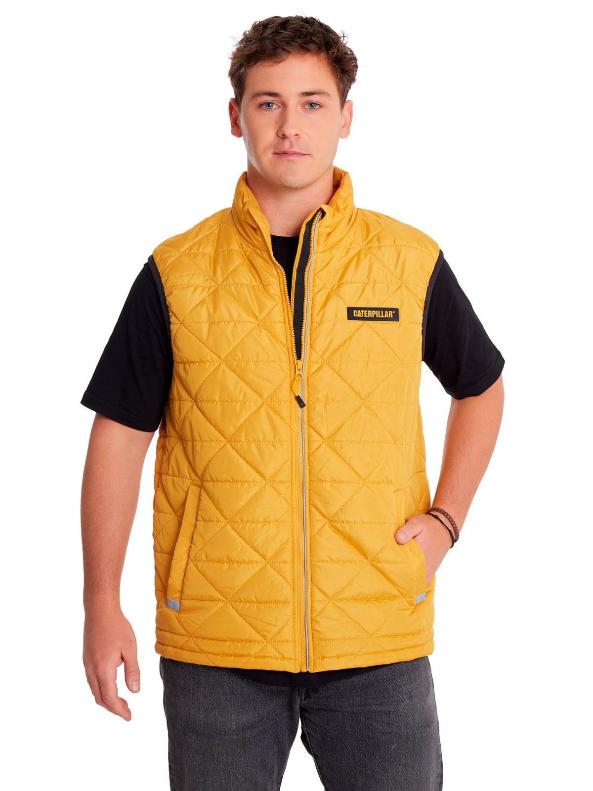 Chaqueta Sin manga Casual Hombre MEDIUMWEIGHT INSULATED TRIANGLE QUILTED VEST Amarillo CAT