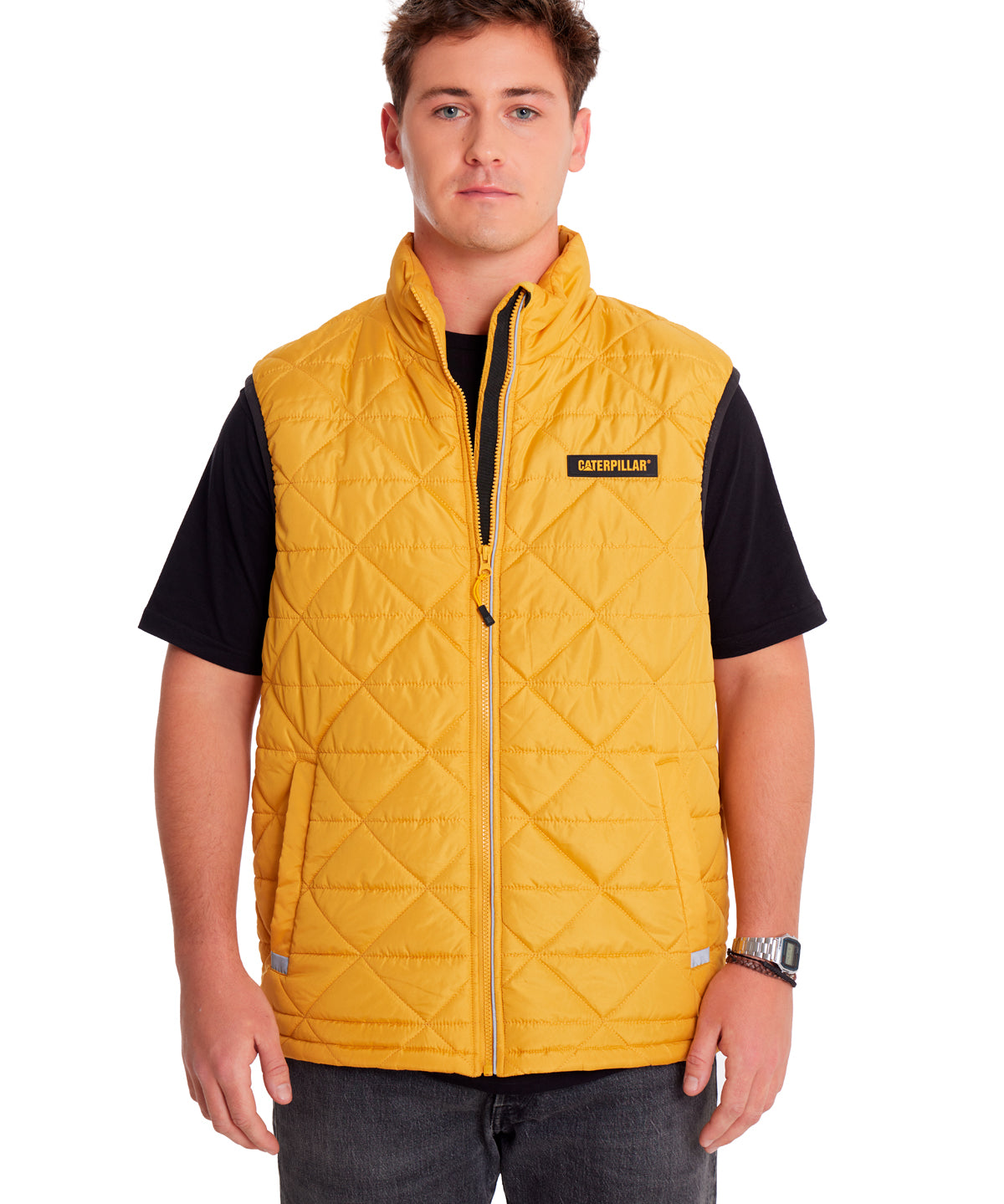 Chaqueta Sin manga Casual Hombre MEDIUMWEIGHT INSULATED TRIANGLE QUILTED VEST Amarillo CAT