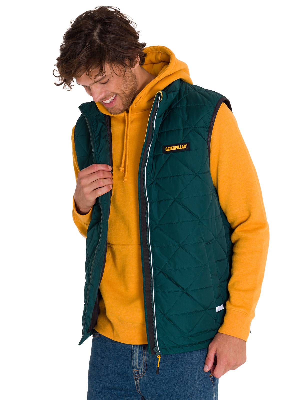Parka Sin Mangas Hombre Mediumweight Insulated Triangle Quilted Verde Petróleo Cat