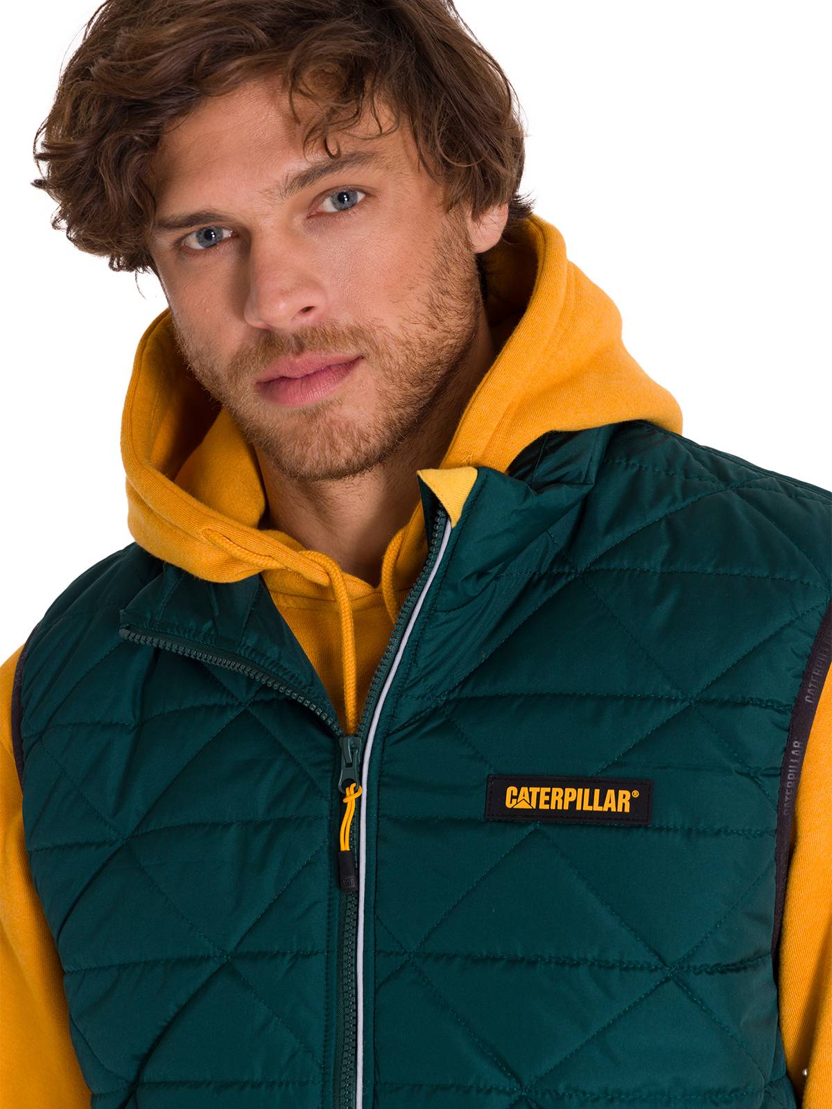 Parka Sin Mangas Hombre Mediumweight Insulated Triangle Quilted Verde Petróleo Cat