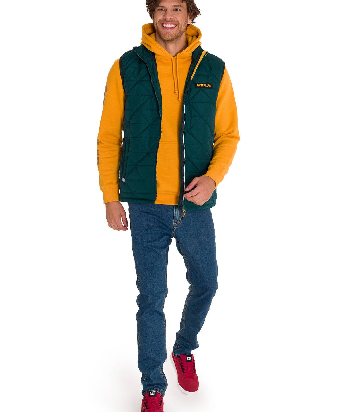 Parka Sin Mangas Hombre Mediumweight Insulated Triangle Quilted Verde Petróleo Cat