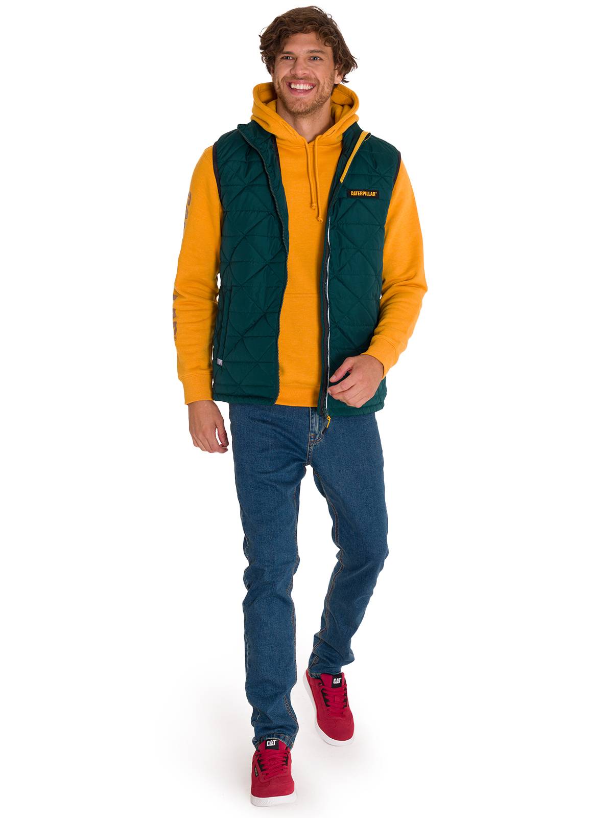 Parka Sin Mangas Hombre Mediumweight Insulated Triangle Quilted Verde Petróleo Cat
