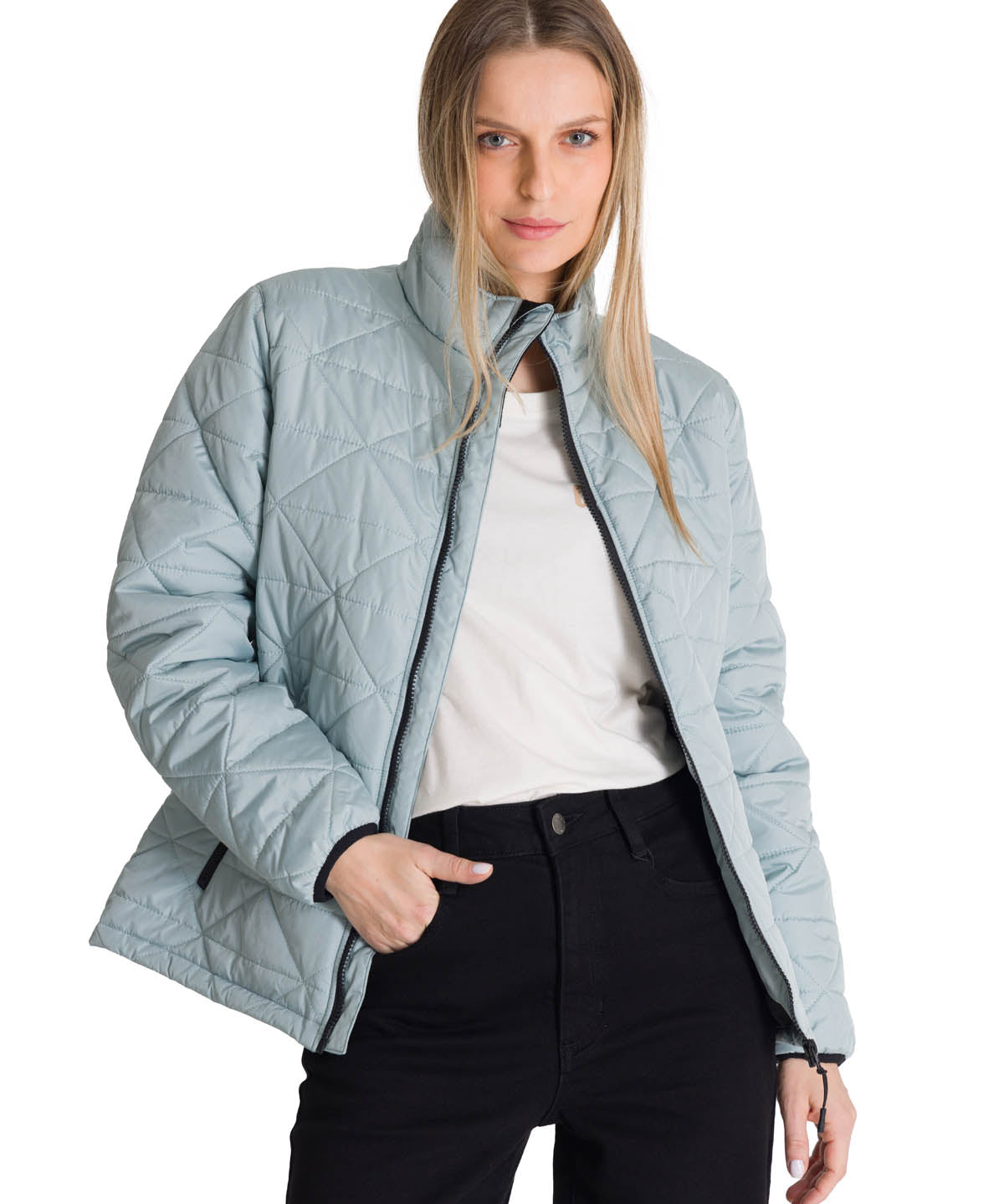 Chaqueta Mujer Triangulo Acolchado Celeste CAT