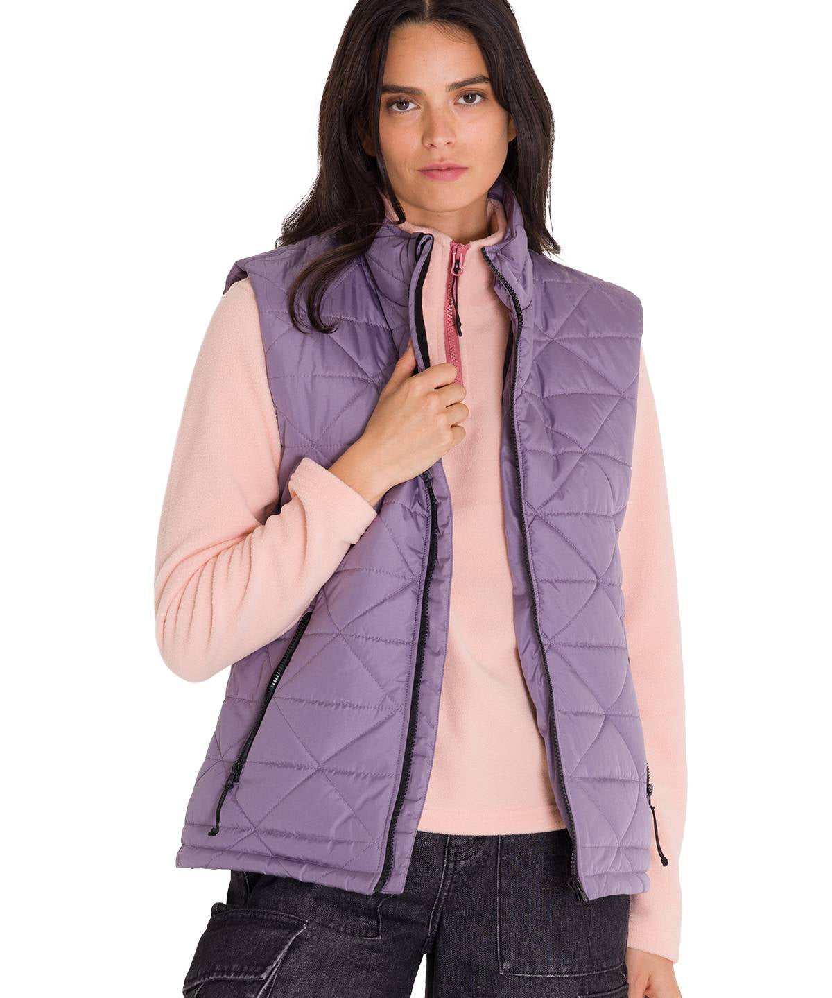 Parka Sin Mangas Mujer W Mediumweight Insulated Triangle Quilted Vest Lila Cat