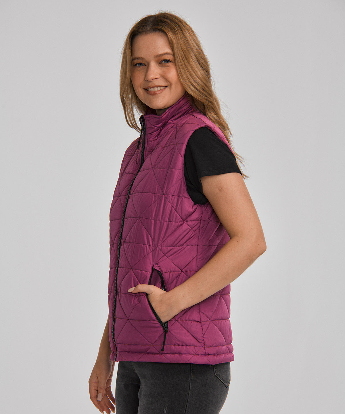 Chaqueta Sin manga Casual Mujer W MEDIUMWEIGHT INSULATED TRIANGLE QUILTED VEST Rosado CAT