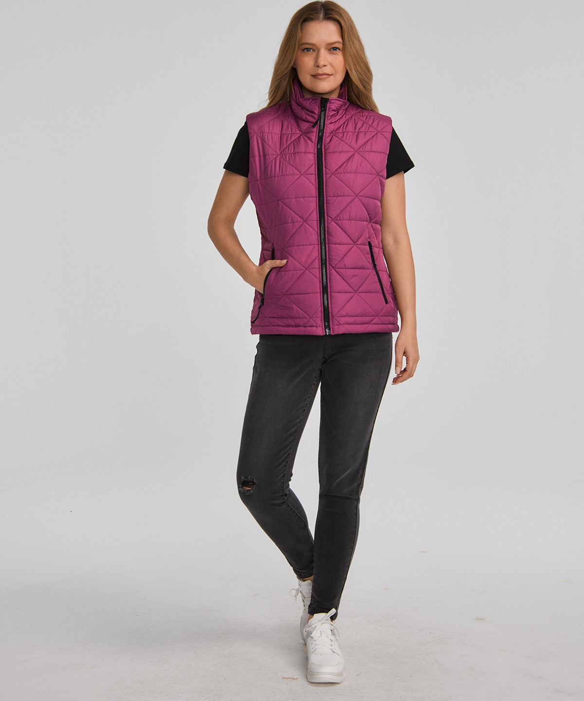 Chaqueta Sin manga Casual Mujer W MEDIUMWEIGHT INSULATED TRIANGLE QUILTED VEST Rosado CAT