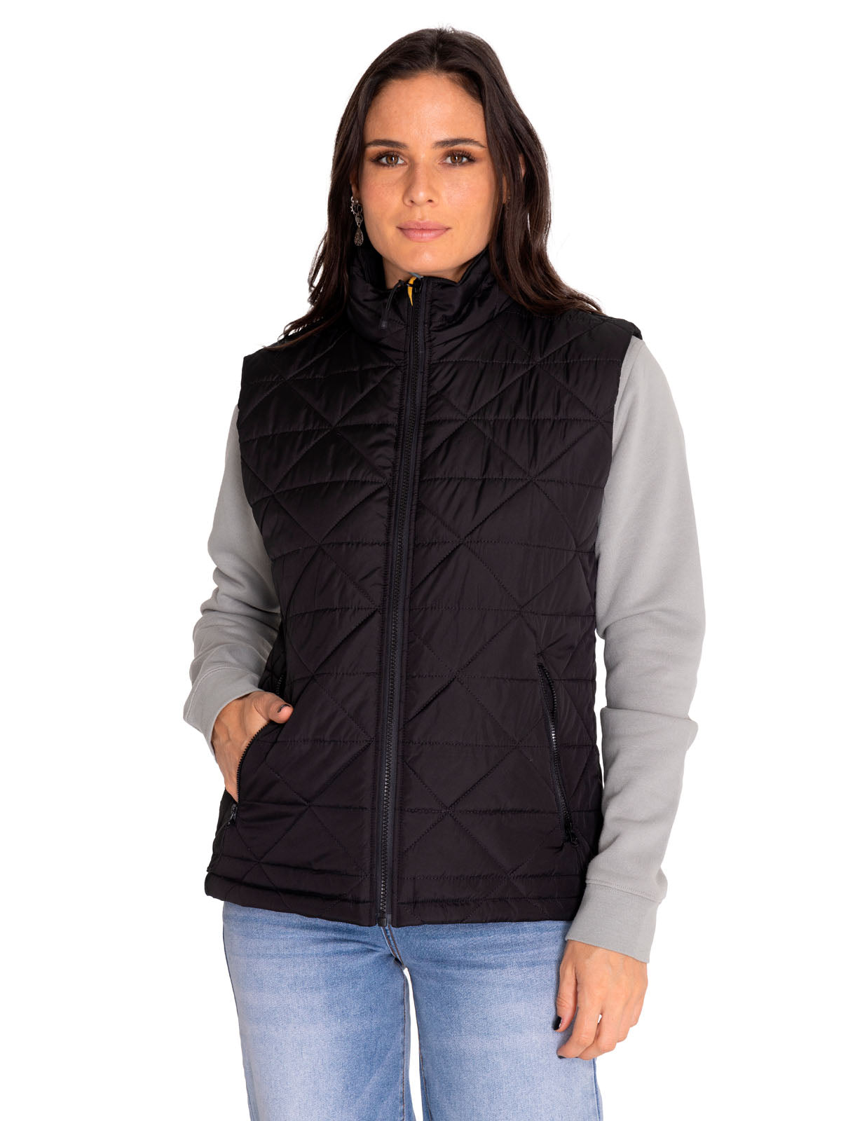 Chaqueta Sin Mangas Casual Mujer W Mediumweight Insulated Triangle Quilted Vest Negro Cat