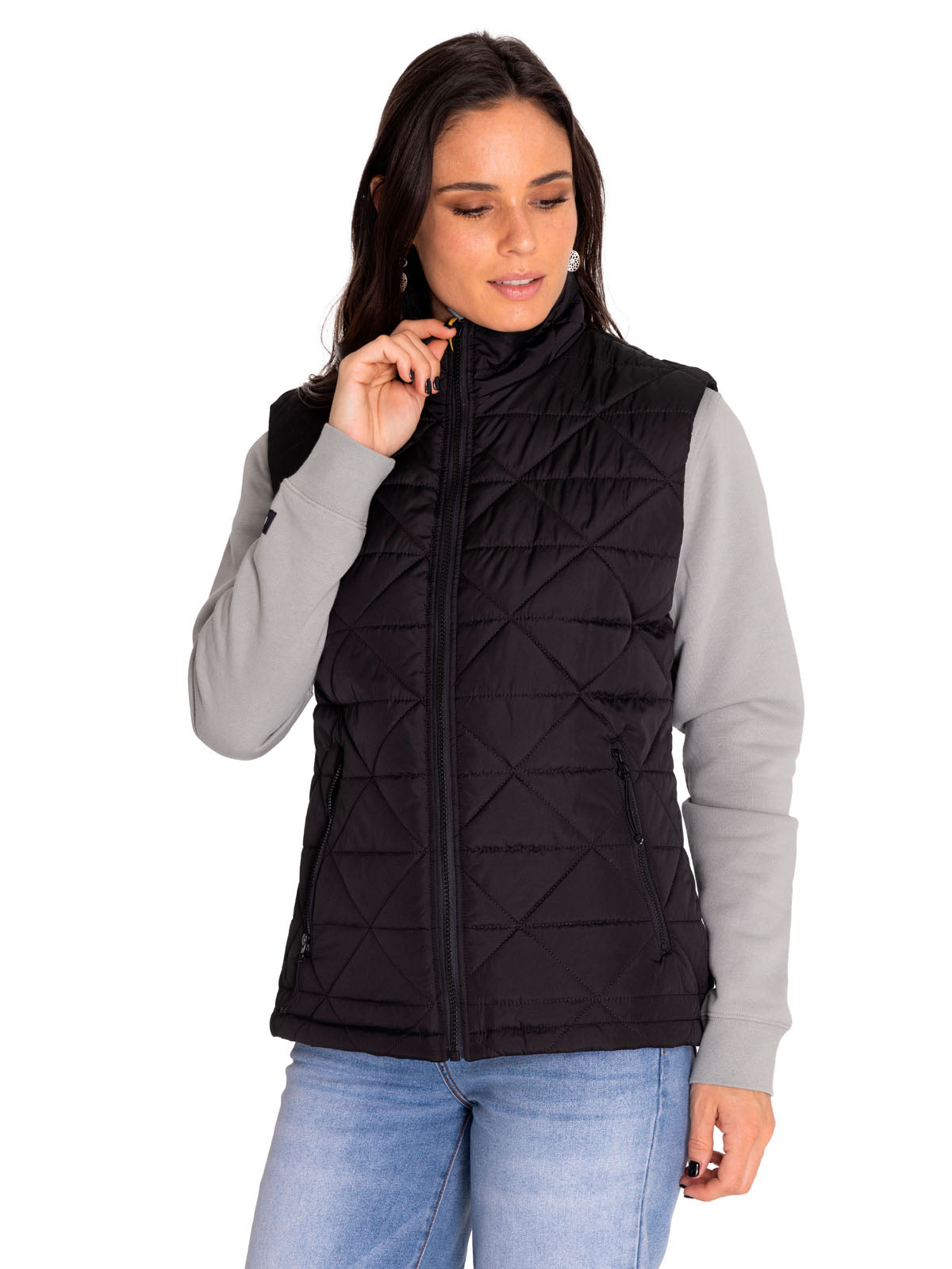 Chaqueta Sin Mangas Casual Mujer W Mediumweight Insulated Triangle Quilted Vest Negro Cat